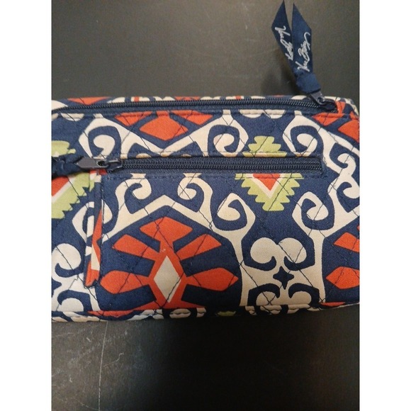Vera Bradley Wallet Sun Valley Retired Orange Navy Cards ID Casual!! - Picture 3 of 7